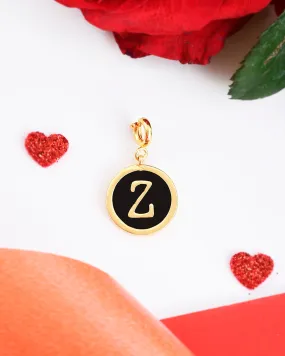 Alphabet Z Black Enamel Charm - Voylla