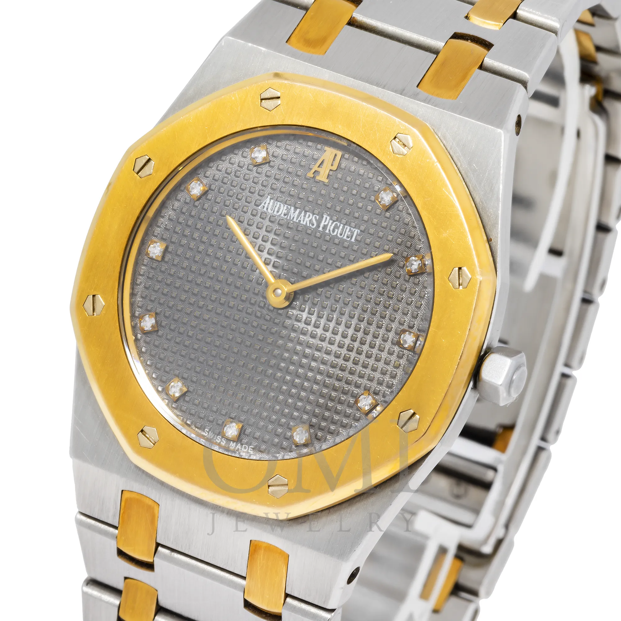 AUDEMARS PIGUET ROYAL OAK LADY 11470SA 30MM GREY DIAMOND DIAL WITH STAINLESS STEEL /YELLOW GOLD BRACELET