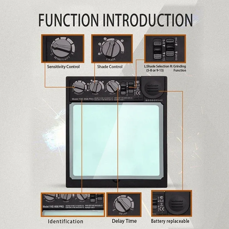 Auto darkening welding helmet/welding mask/MIG MAG TIG True Color/Real Color/4arc sensor/Solar cell (Grand-918I/958I)