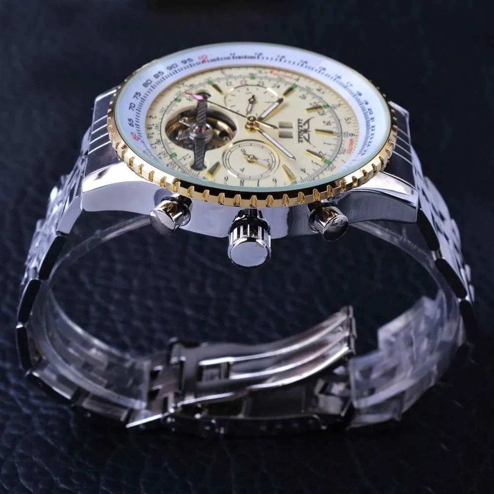 Aviator Series Military Scale Yellow Dial Tourbillon Design Men's Watches