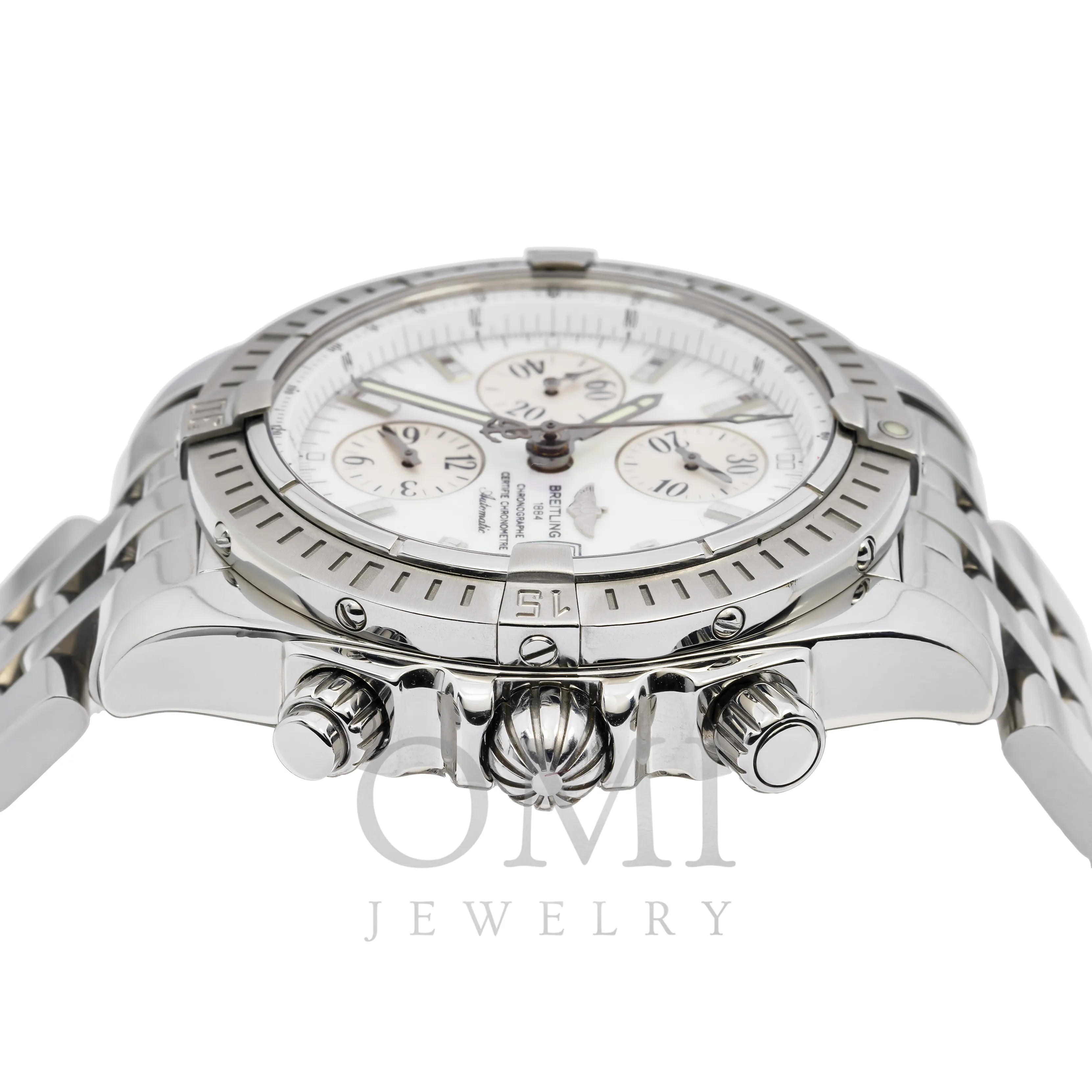 BREITLING CHRONOMAT EVOLUTION A13356 44MM WHITE DIAL WITH STAINLESS STEEL BRACELET