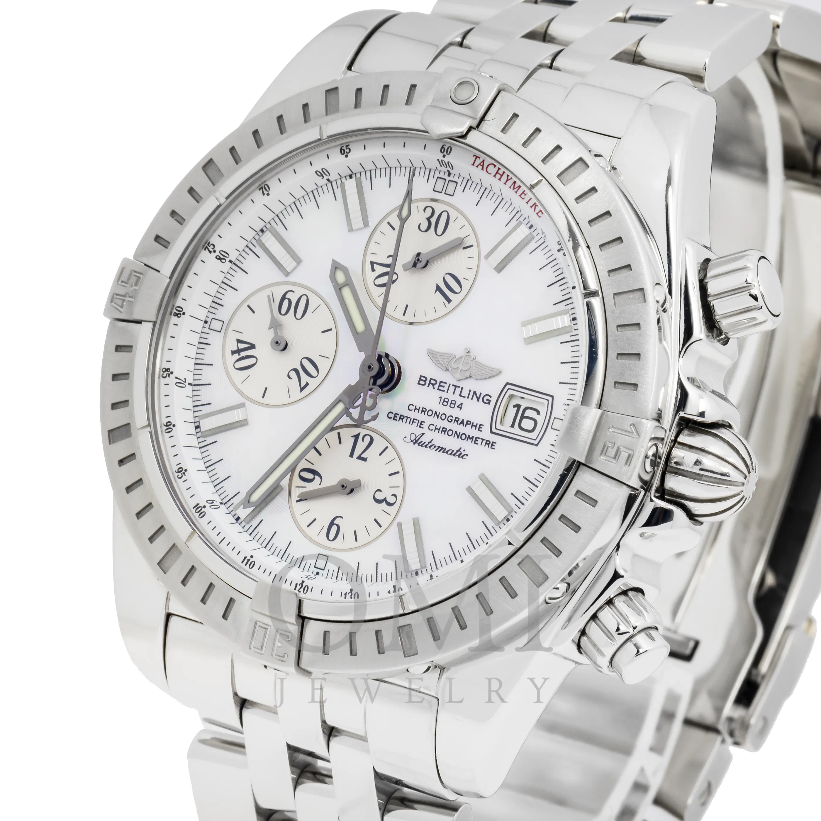 BREITLING CHRONOMAT EVOLUTION A13356 44MM WHITE DIAL WITH STAINLESS STEEL BRACELET