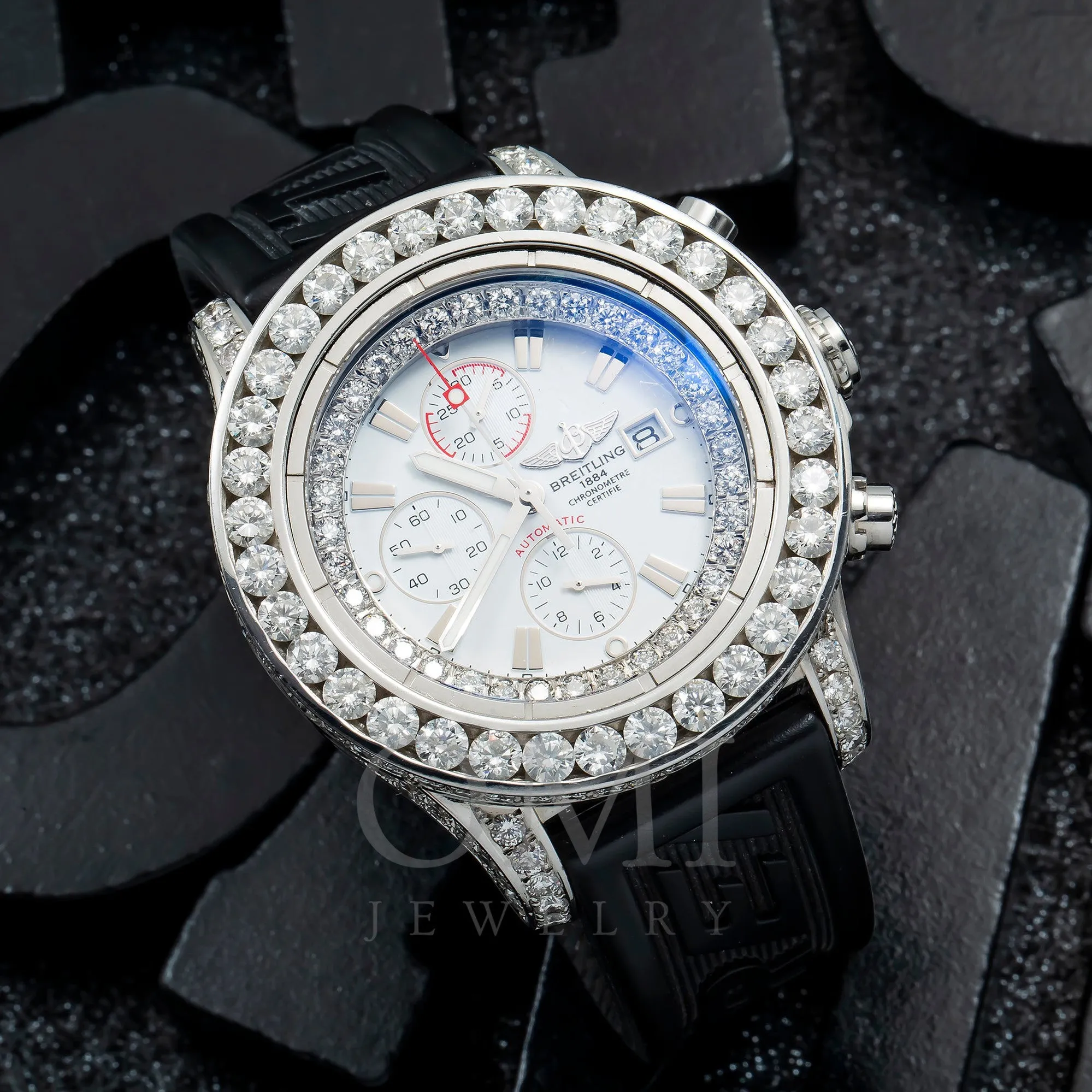 Breitling Super Avenger A13370 48MM White Diamond Dial And Bezel