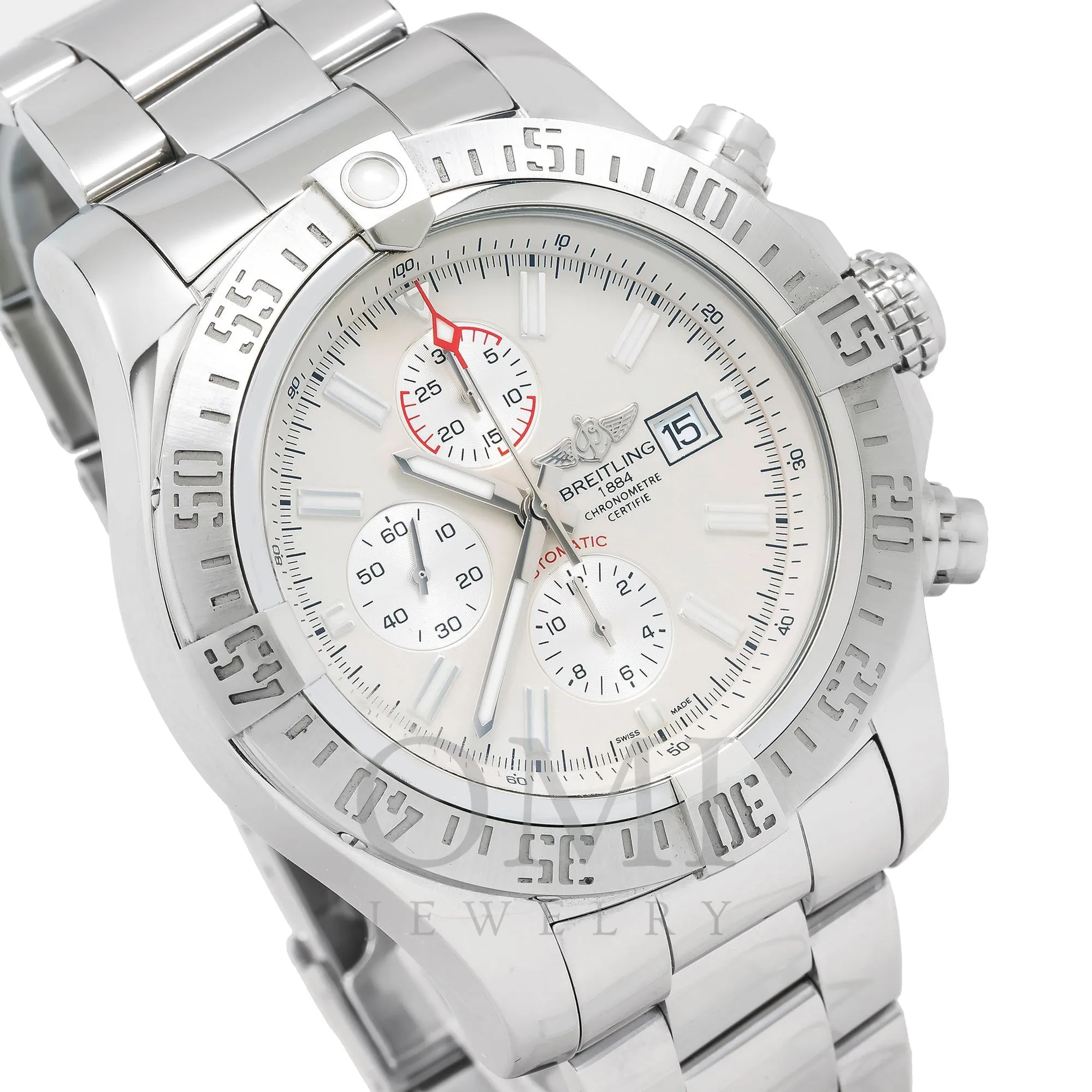 Breitling Super Avenger II A13371 48MM White Dial With Stainless Steel Bracelet