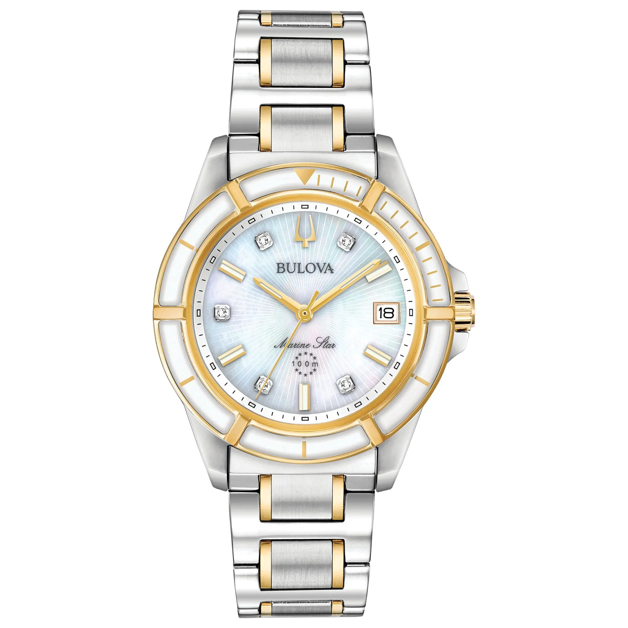 Bulova Womens Marine Star Two Tone Stainless Steel Diamond Accent Watch