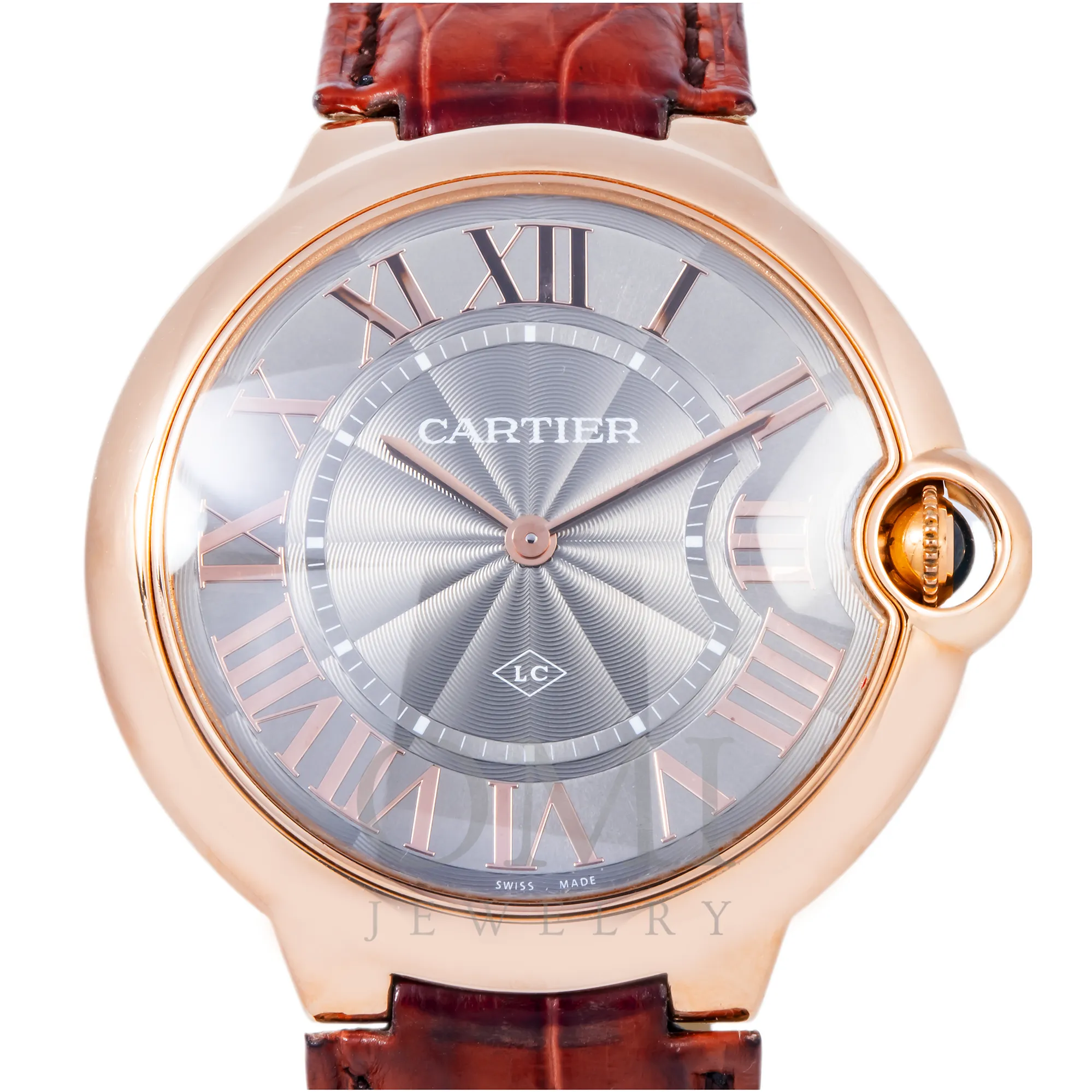 CARTIER BALLON BLEU DE CARTIER W6920089 40MM GRAY GUILLOCH DIAL WITH BROWN ALIGATOR LEATHER BRACELET