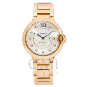 CARTIER BALLON BLEU WJBB0005 36MM SILVER DIAMOND DIAL WITH ROSE GOLD BRACELET