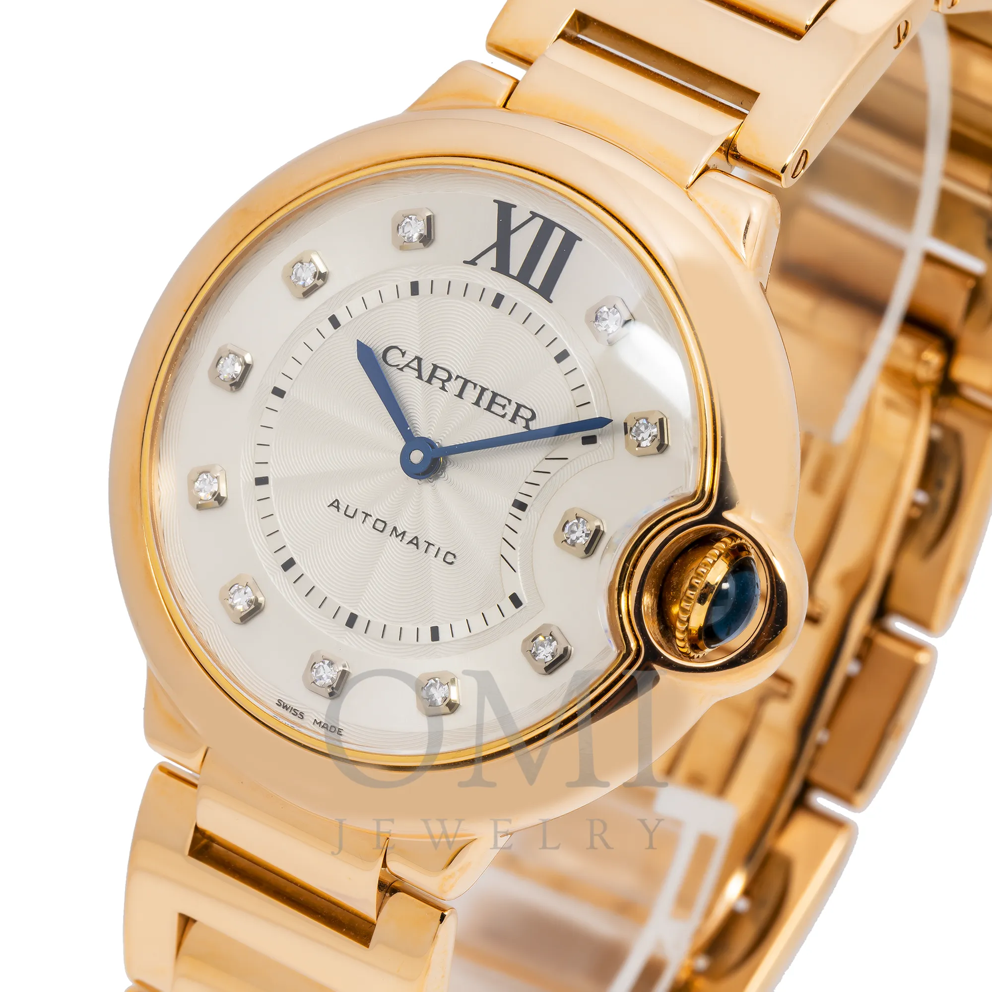 CARTIER BALLON BLEU WJBB0005 36MM SILVER DIAMOND DIAL WITH ROSE GOLD BRACELET