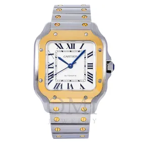 CARTIER SANTOS W2SA0007 35.1MM SILVERED OPALINE DIAL WITH TWO TONE BRACELET