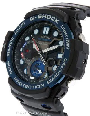 Casio G-Shock Gulfmaster Twin Sensor - Tide Function - Black with Blue Accents