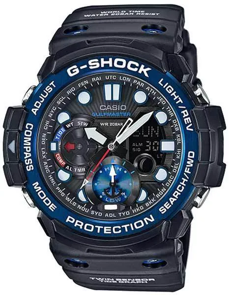 Casio G-Shock Gulfmaster Twin Sensor - Tide Function - Black with Blue Accents