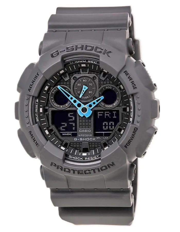 Casio G-Shock Mens Analog Digital - Light Blue Hands - Dark Gray Case & Strap