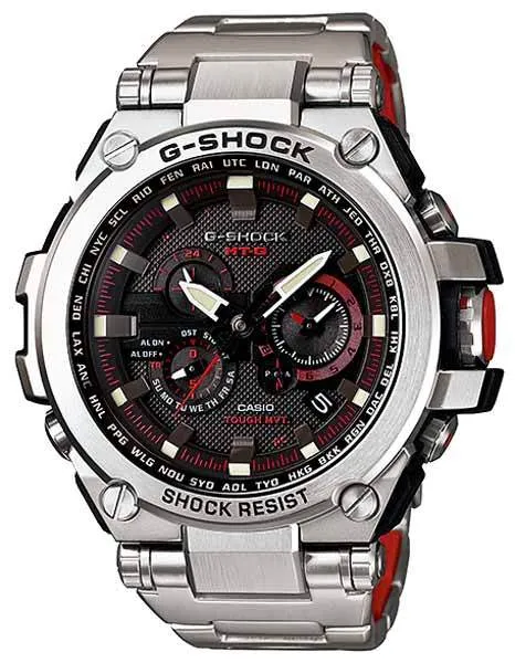 Casio G-Shock Solar Triple-G Atomic - Black Dial - Stainless Steel - Red Accents