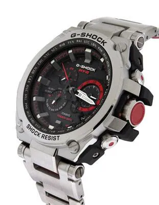 Casio G-Shock Solar Triple-G Atomic - Black Dial - Stainless Steel - Red Accents