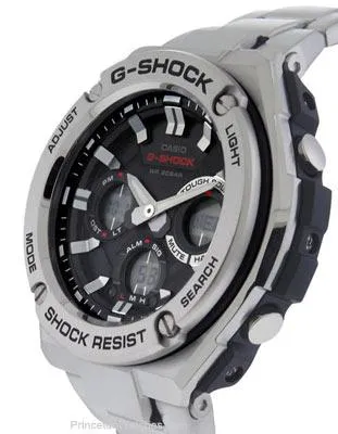 Casio Mens G-Shock G-Steel Solar Watch - Ana-Digi - Black Dial - Stainless Steel