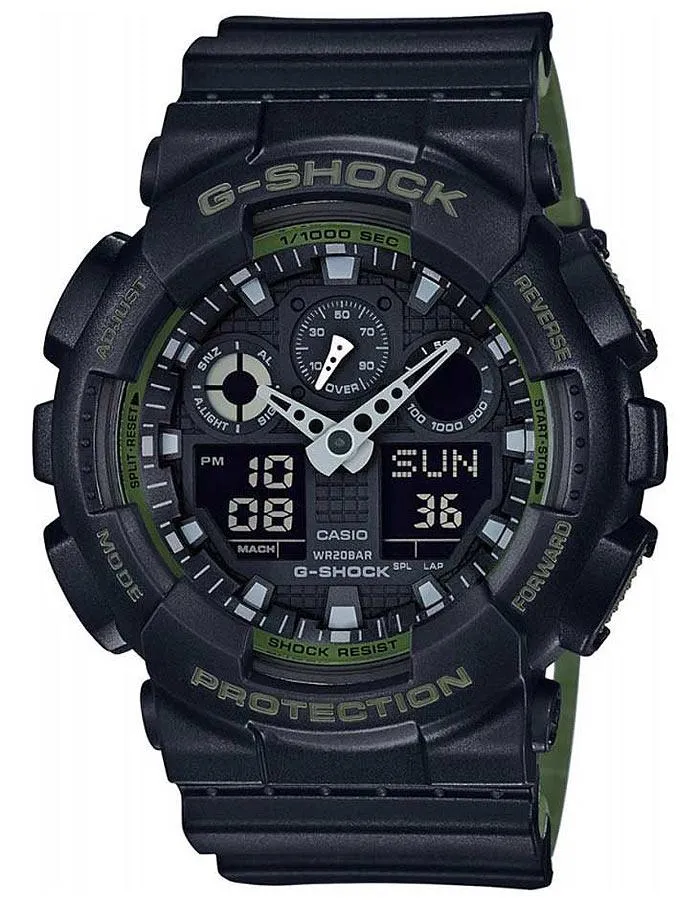 Casio Mens G-Shock Layered Band Series - Black & Green - Magnetic Resistant