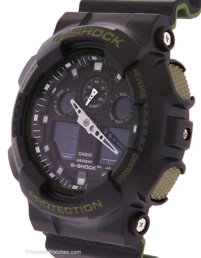 Casio Mens G-Shock Layered Band Series - Black & Green - Magnetic Resistant