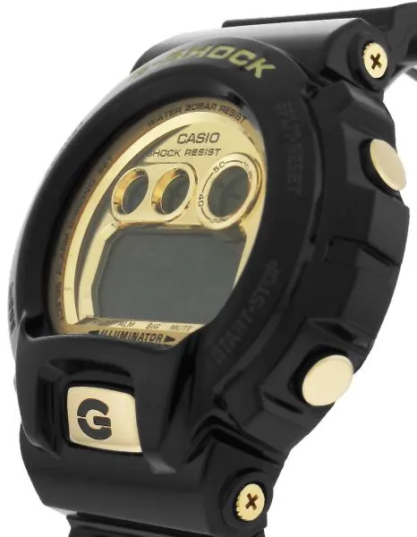 Casio Mens Oversized G-Shock 6900 Series - Black & Gold-Tone - Flash Alert