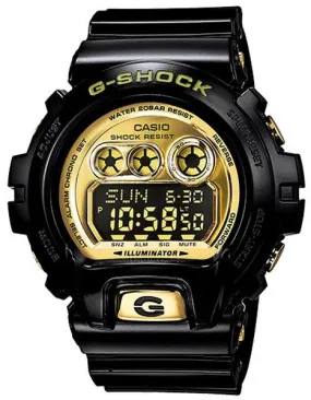 Casio Mens Oversized G-Shock 6900 Series - Black & Gold-Tone - Flash Alert