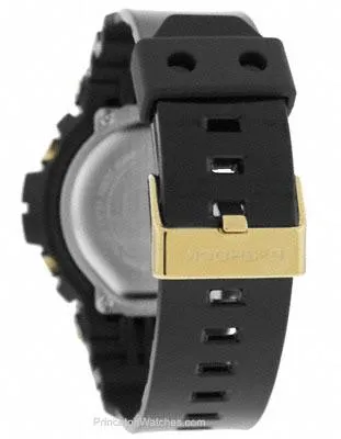 Casio Mens Oversized G-Shock 6900 Series - Black & Gold-Tone - Flash Alert