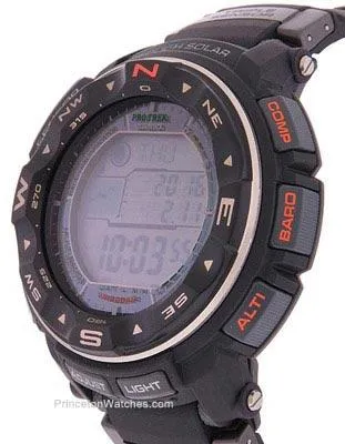 Casio Mens Pro-Trek Solar Multi-Band 6 Atomic - ABC - Orange Accents - 5 Alarms