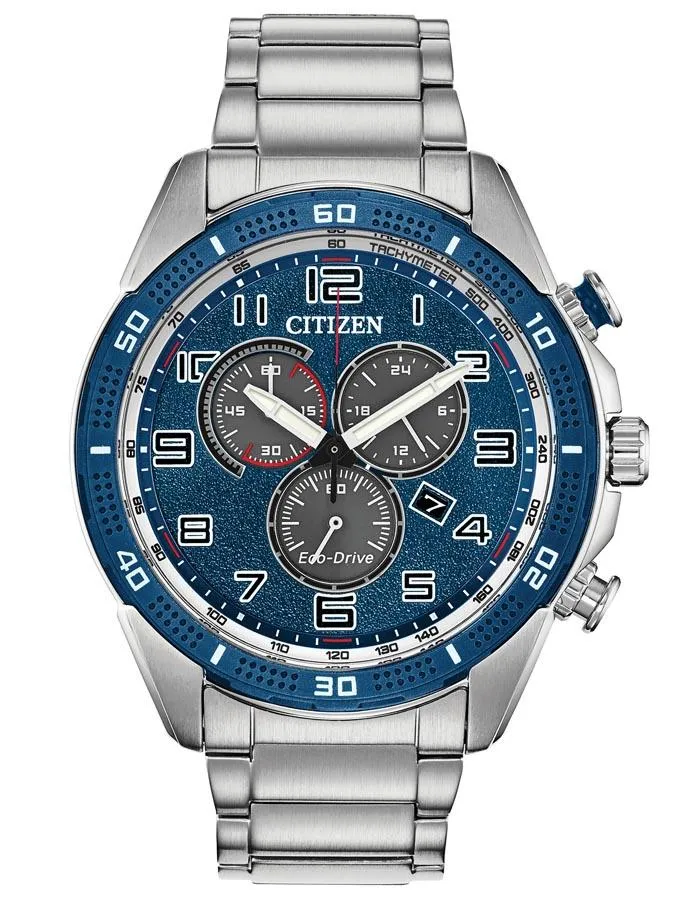 Citizen DRIVE AR Mens Chronograph - Stainless Steel - Blue Dial - Bracelet