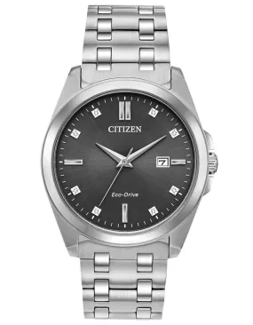 Citizen Eco-Drive Corso -  Stainless Steel - Diamonds - Gray - Date - Bracelet