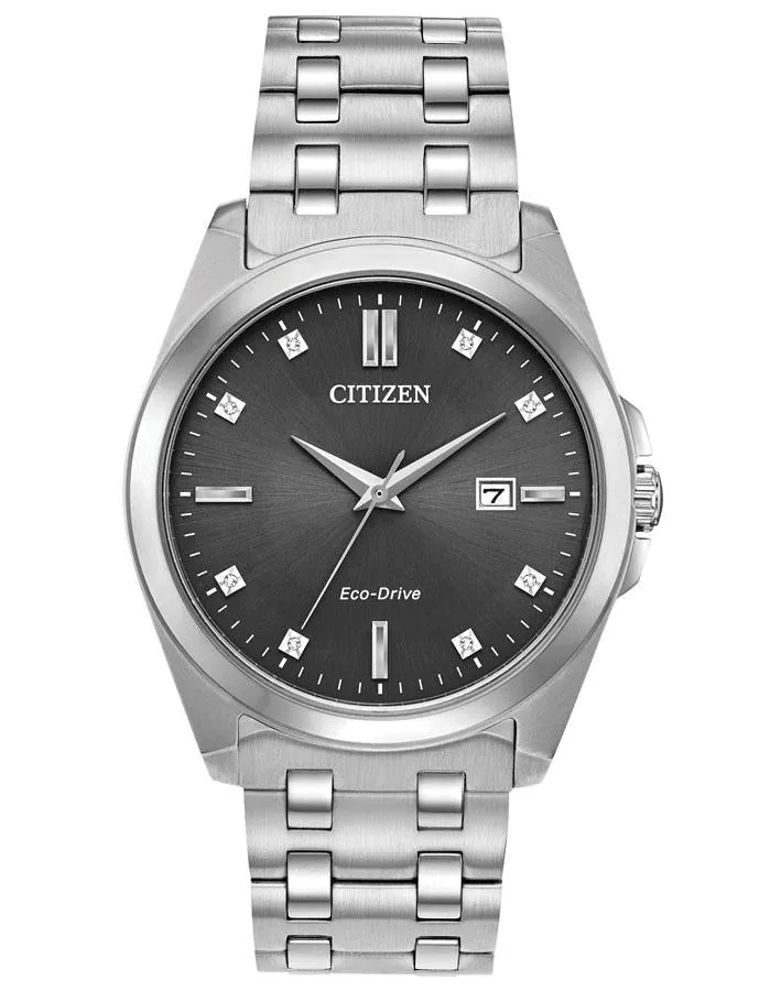 Citizen Eco-Drive Corso -  Stainless Steel - Diamonds - Gray - Date - Bracelet