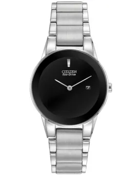 Citizen Eco-Drive Ladies Axiom - Stainless Bracelet & Case - Black Dial - Date