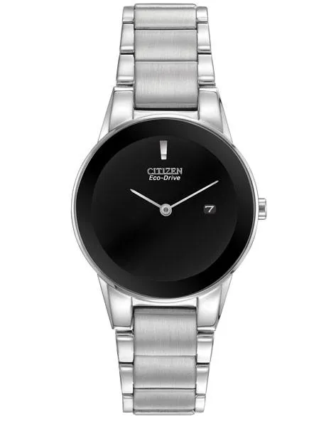 Citizen Eco-Drive Ladies Axiom - Stainless Bracelet & Case - Black Dial - Date