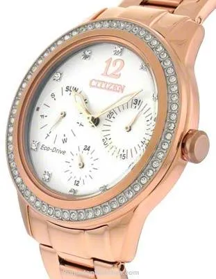 Citizen Eco-Drive Ladies Silhouette Crystal - Pink Gold-Tone Case & Bracelet