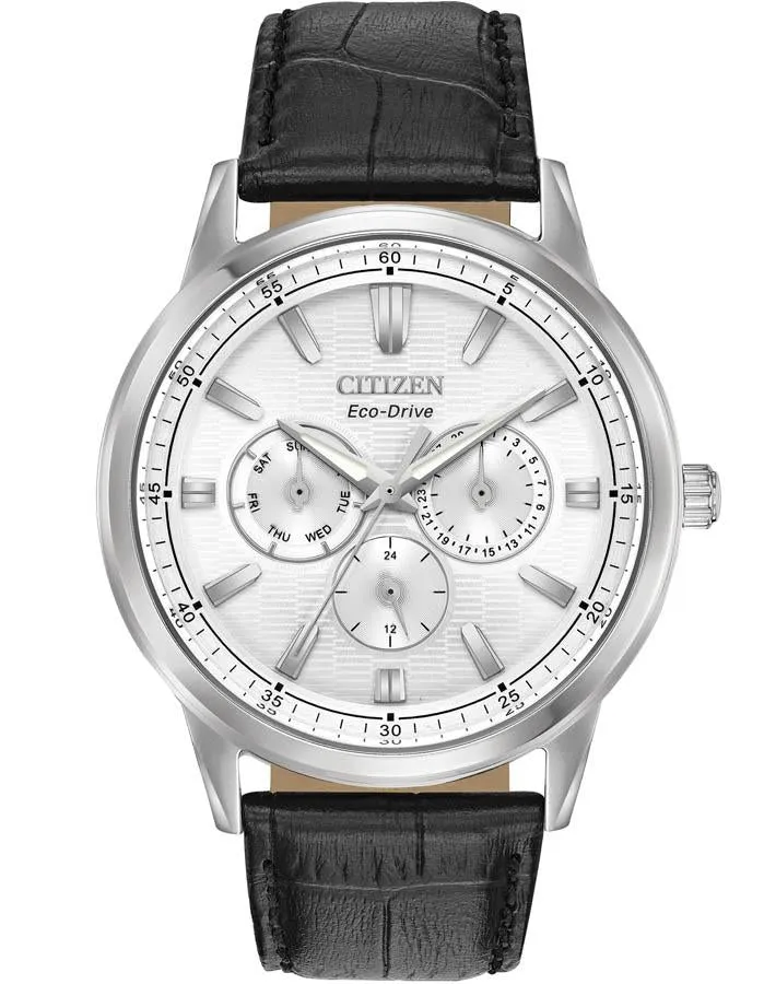 Citizen Eco-Drive Mens Corso - Stainless Steel - Chronograph - Leather Strap