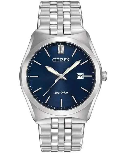 Citizen Eco-Drive Mens Corso Watch - Stainless - Blue Dial - Date - Bracelet