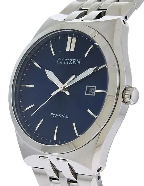 Citizen Eco-Drive Mens Corso Watch - Stainless - Blue Dial - Date - Bracelet