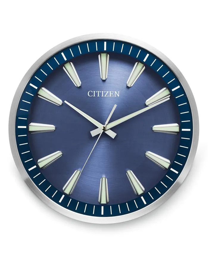 Citizen Gallery Circular Wall Clock - Silver-tone - Navy Blue Dial