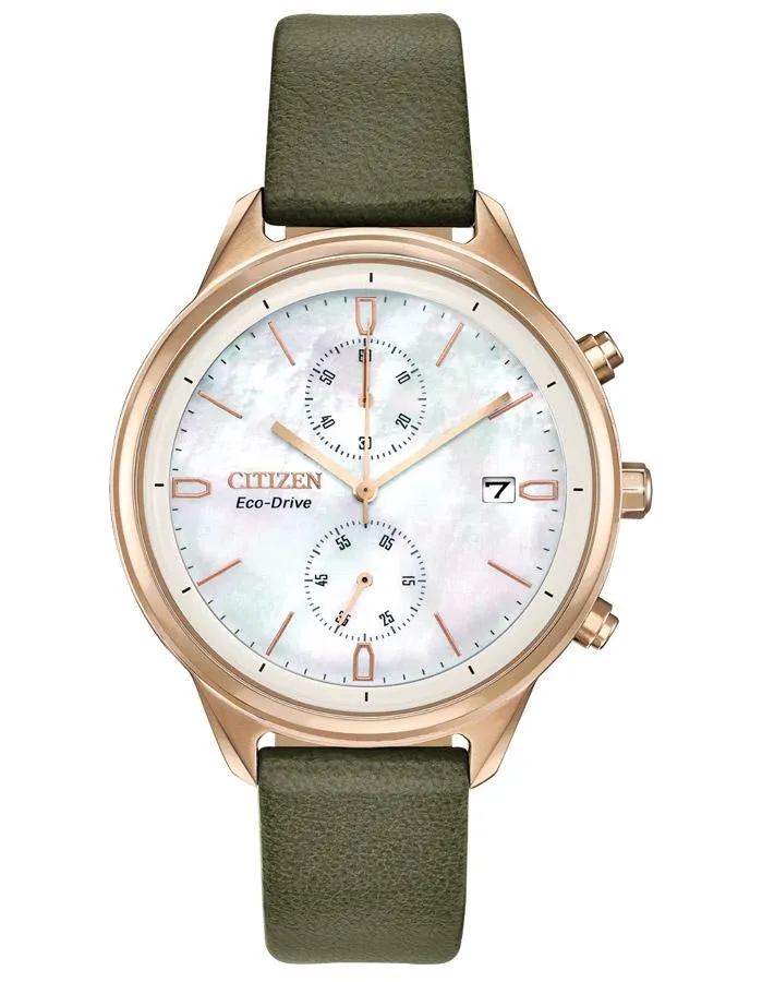 Citizen Ladies Eco-Drive Chandler Watch - Chronograph - MOP - Vegan Leather