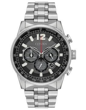 Citizen Mens Nighthawk Chronograph - Black Dial - Bracelet - Date - 200m