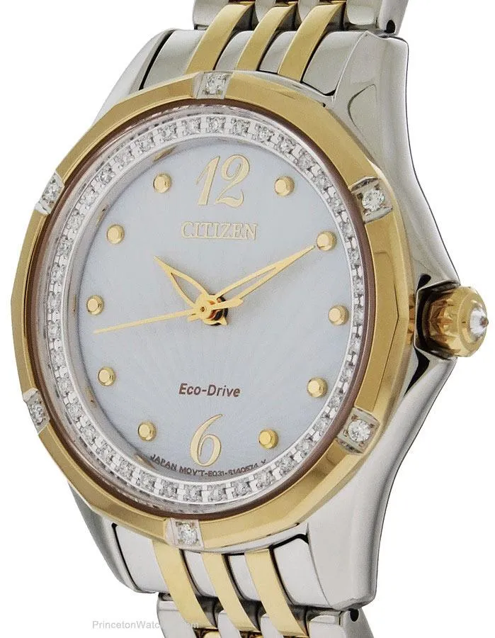 Citizen Signature Ladies Diamond Versailles - White Dial - Two-Tone Bracelet