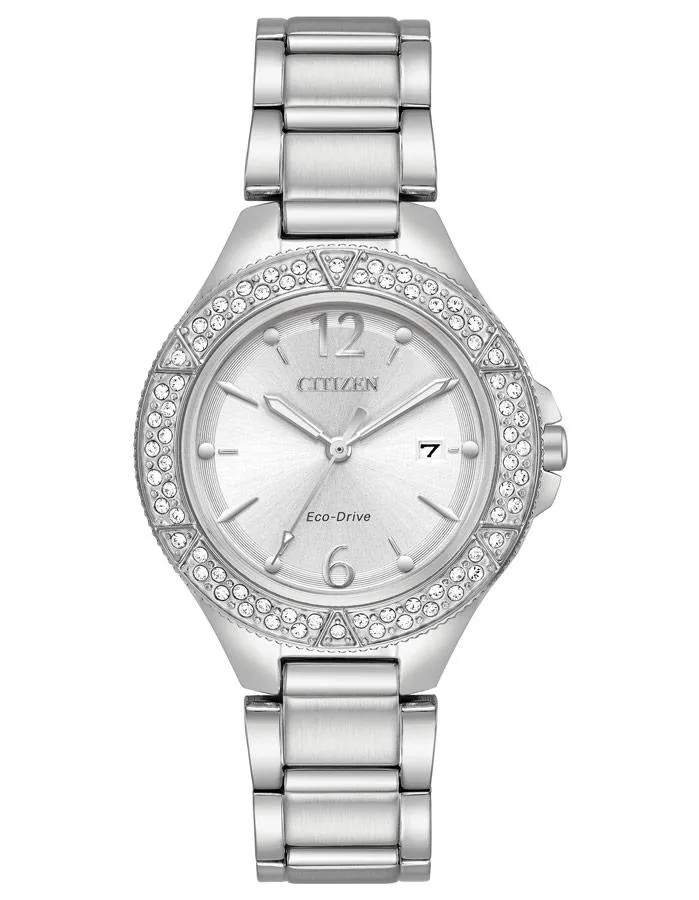 Citizen Womens Eco-Drive Silhouette Date Watch - Swarovski - Bracelet - 50m