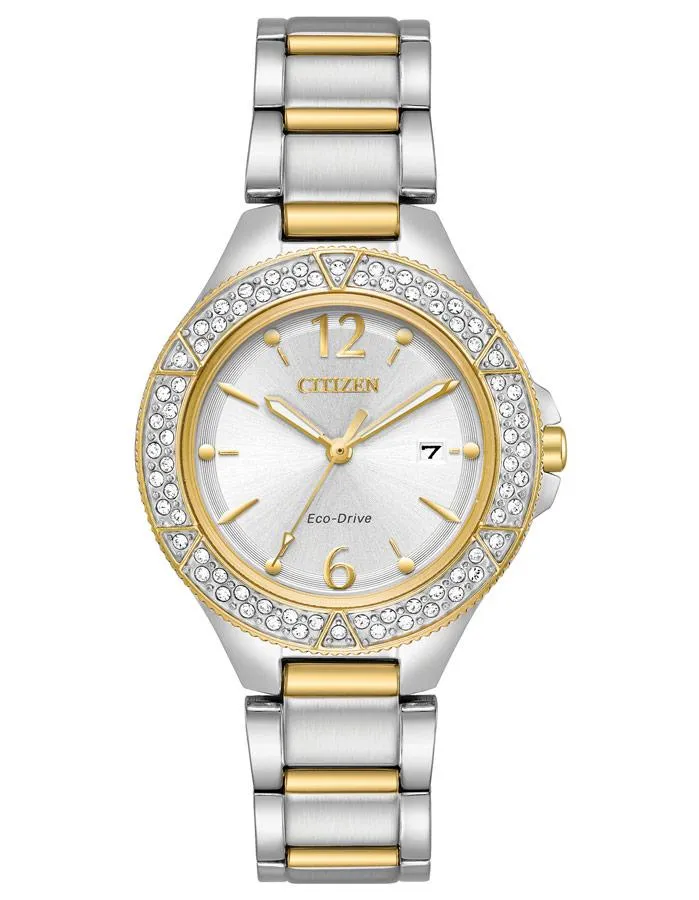 Citizen Womens Eco-Drive Silhouette Date Watch - Swarovski - Two-Tone - Bracelet