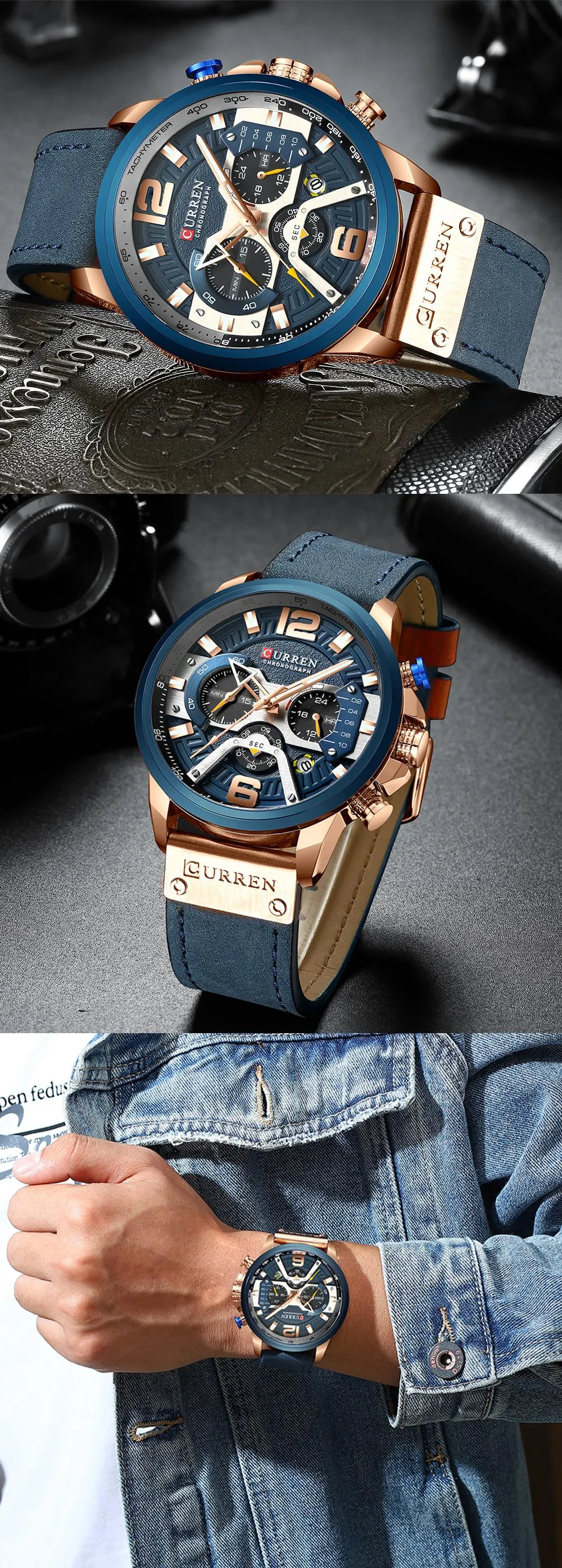 CURREN 8329 Luxury Brand Fashion Quartz Men Watch Military Waterproof Sport Mens Watches Casual Leather Male Clock reloj hombre