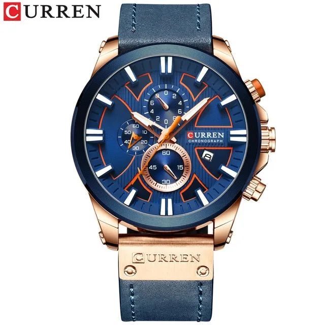 CURREN Watch Chronograph Sport Mens Watches Quartz Clock Leather Male Wristwatch Relogio Masculino Fashion Gift for Men