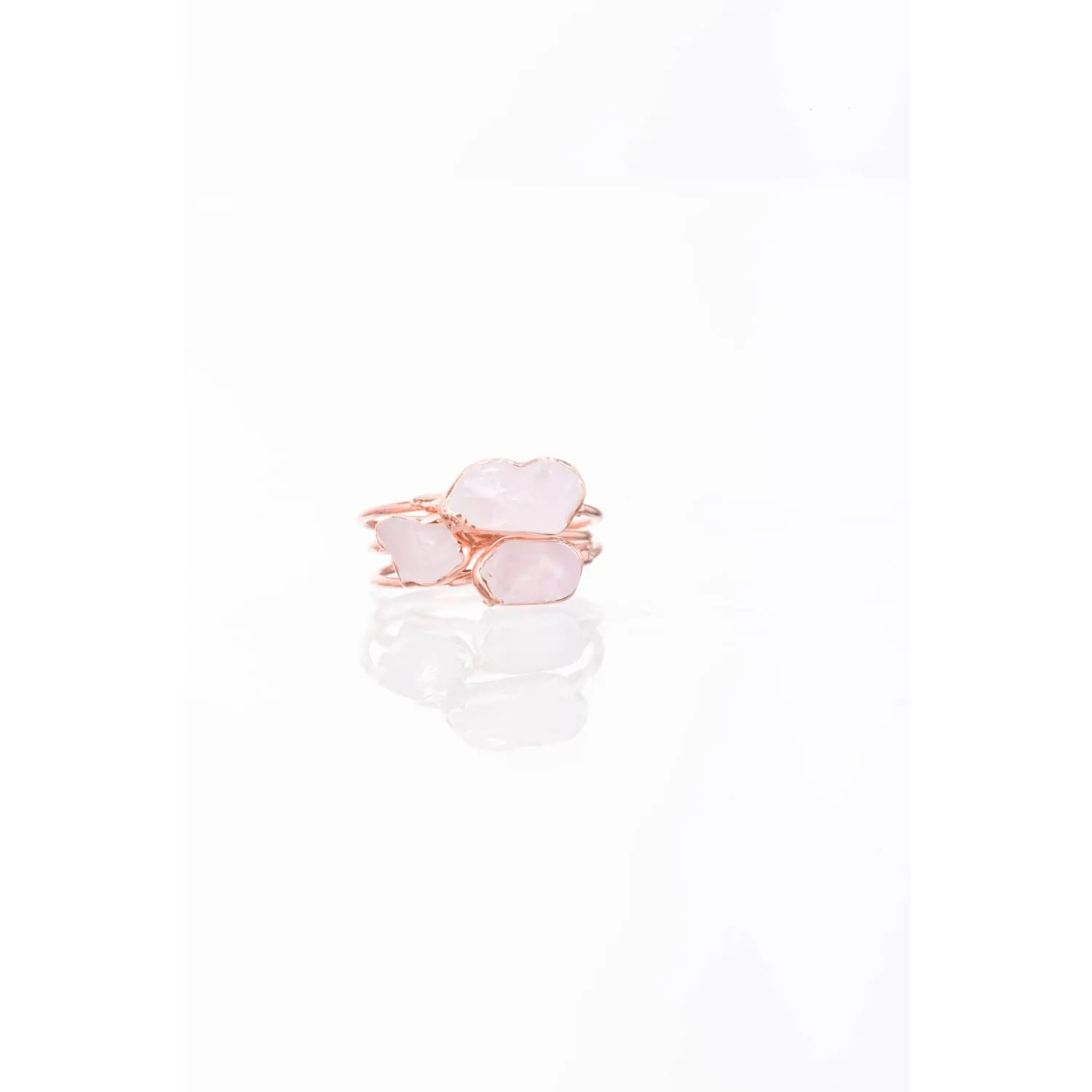 Dainty Raw Rose Quartz Ring in Rose Gold