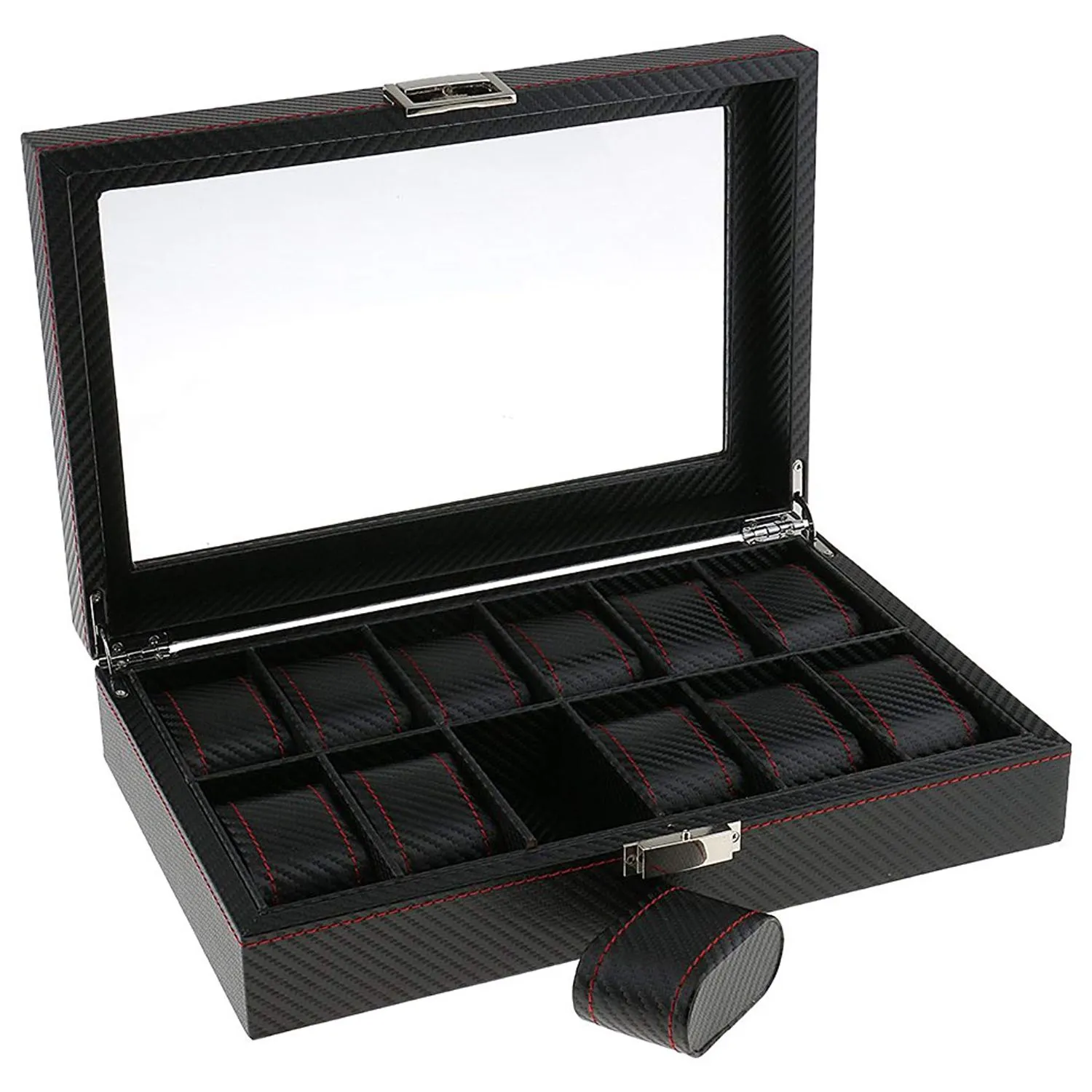 Dark Gray High Carbon Fiber Watch and Jewelry Display Storage Box