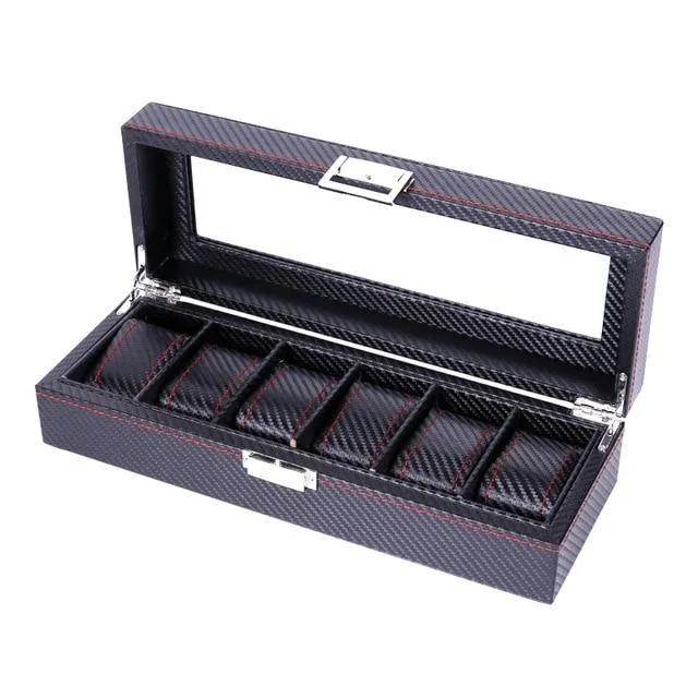 Dark Gray High Carbon Fiber Watch and Jewelry Display Storage Box