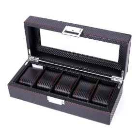 Dark Gray High Carbon Fiber Watch and Jewelry Display Storage Box