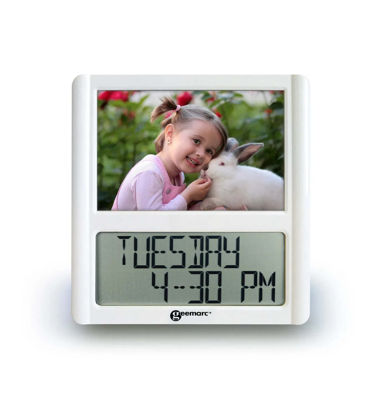 Digital clock with photo frame