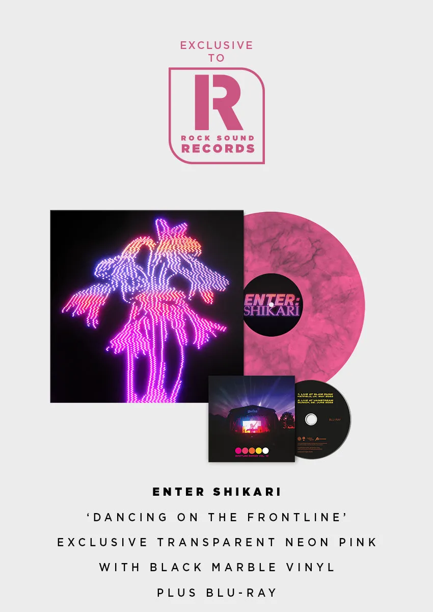 Enter Shikari - 'Dancing On The Frontline' Exclusive Transparent Neon Pink and Black Marble Vinyl   Blu-Ray