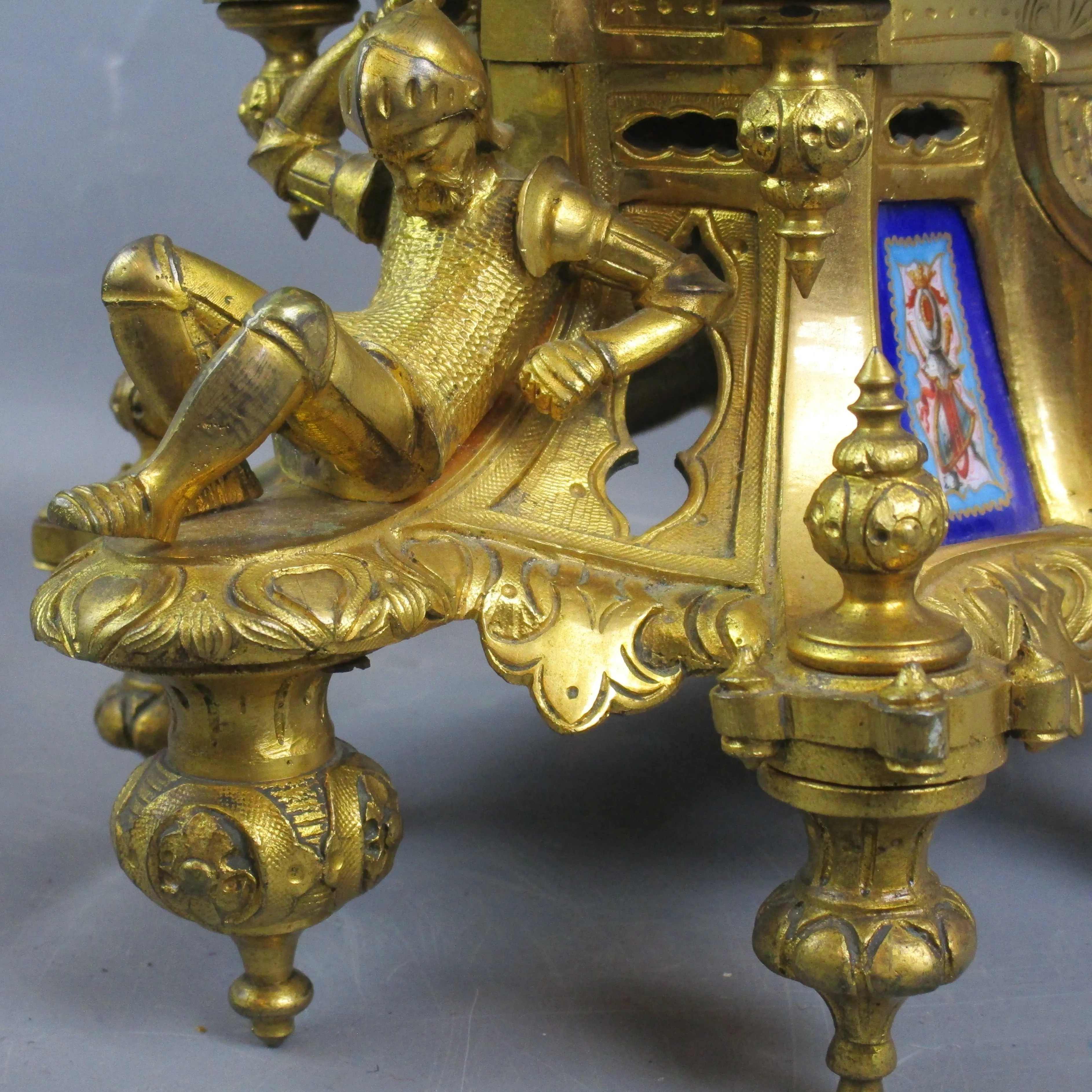 French Ormolu Mantle Clock with Severs Panels And Columns by Howell And James Paris Antique Victorian c1860