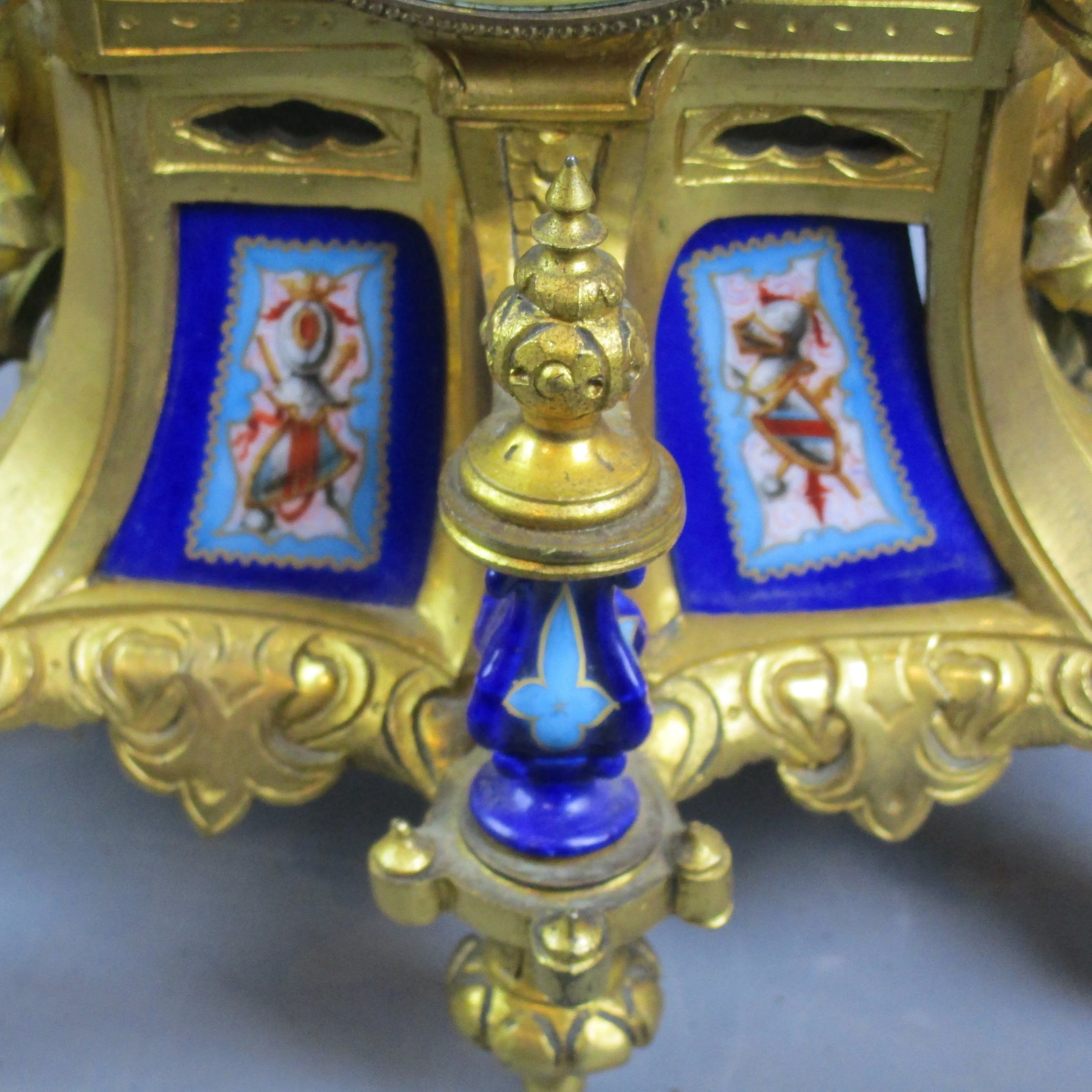 French Ormolu Mantle Clock with Severs Panels And Columns by Howell And James Paris Antique Victorian c1860